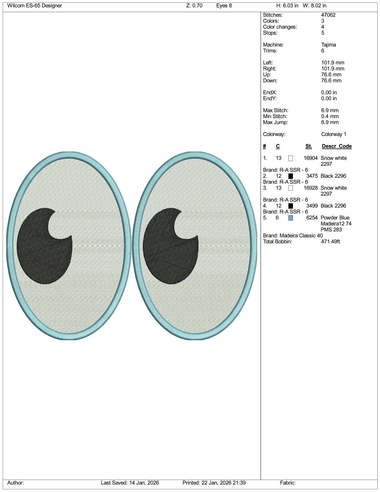 Eyes Emoji Embroidery Design Files - 15 Size's