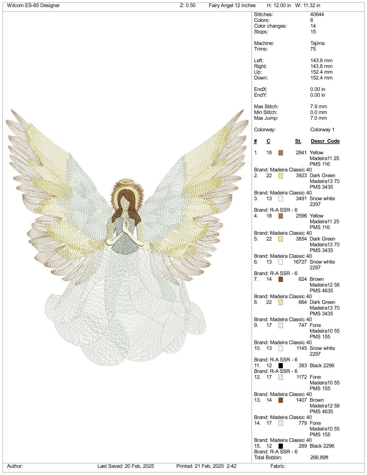 Angel Fairy Embroidery Design Files - 3 Size's