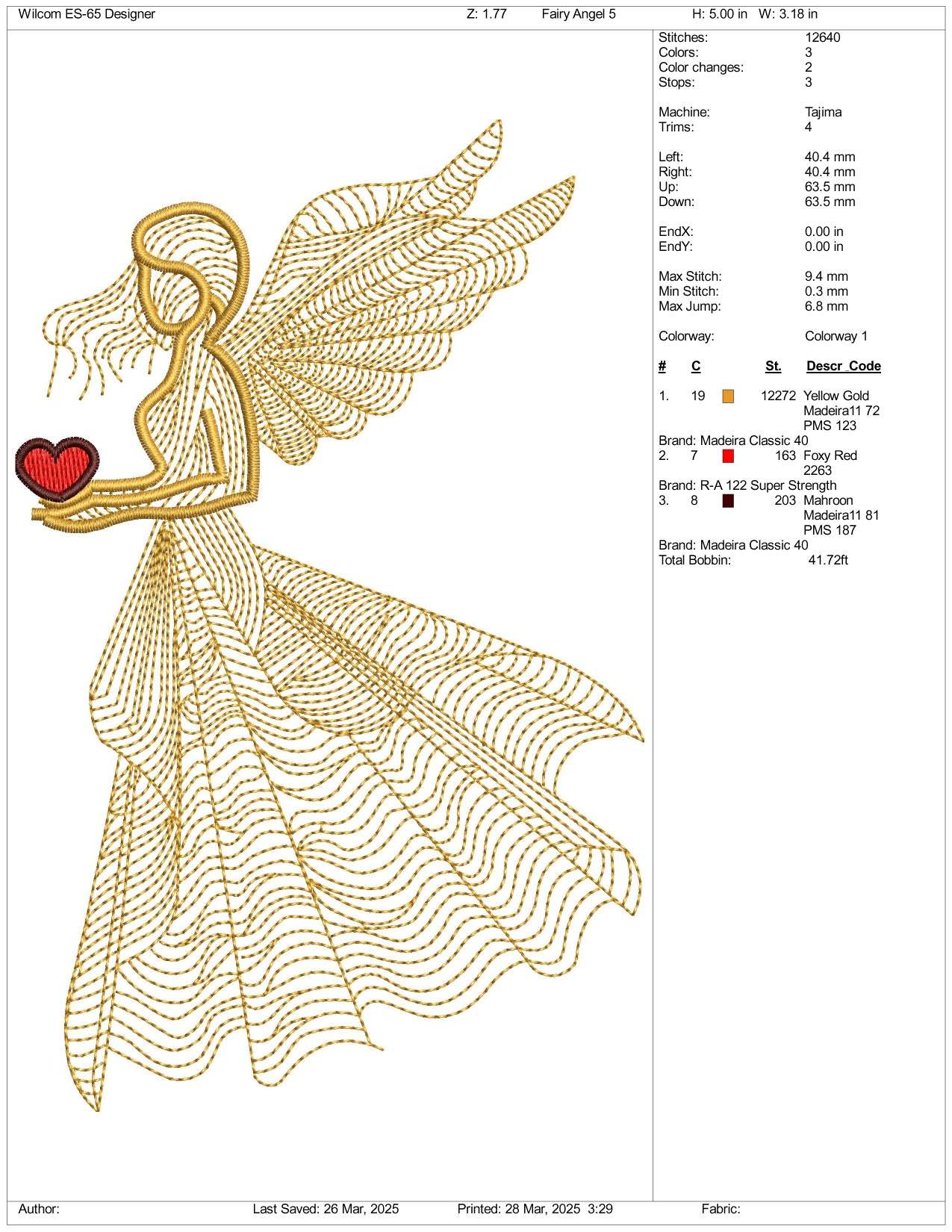 Angel Fairy v4 Embroidery Design Files - 3 Size's