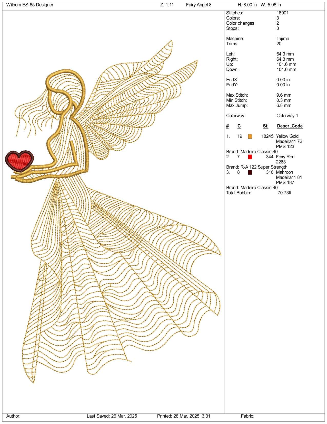 Angel Fairy v4 Embroidery Design Files - 3 Size's