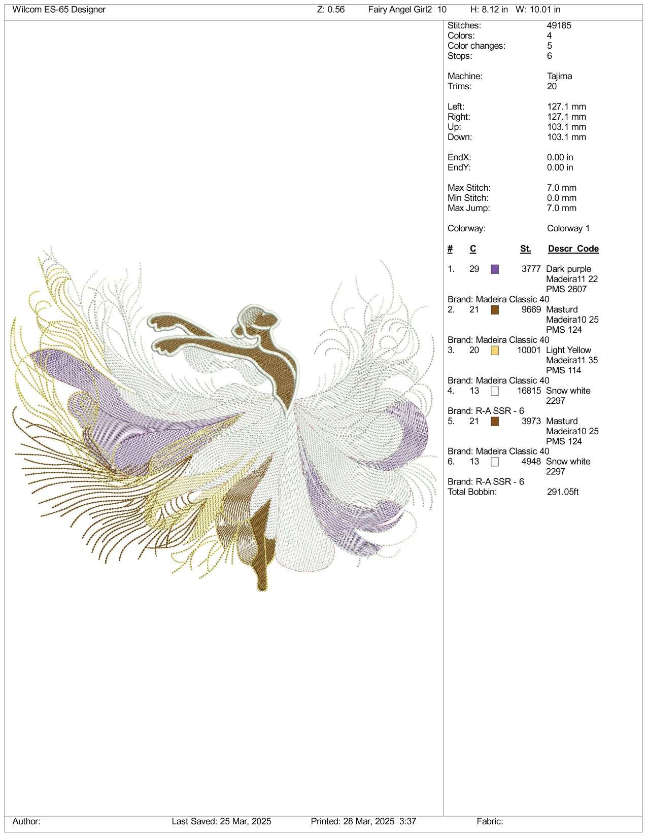 Modern Princess Ariel v2 Embroidery Design Files - 3 Size's