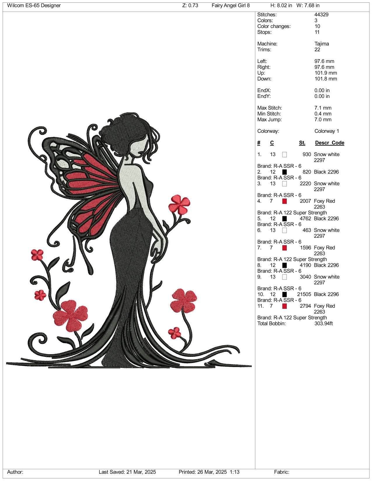 Angel Fairy v2 Embroidery Design Files - 3 Size's