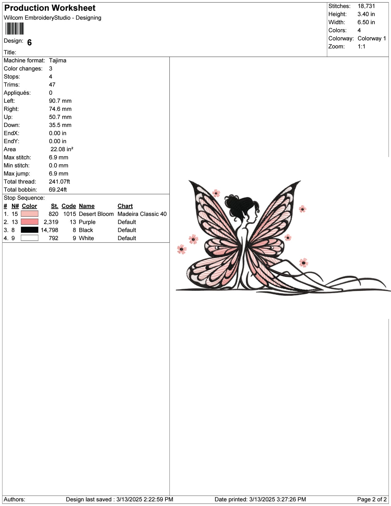 Fairy with Butterfly Wings Embroidery Design Files - 9 Size's