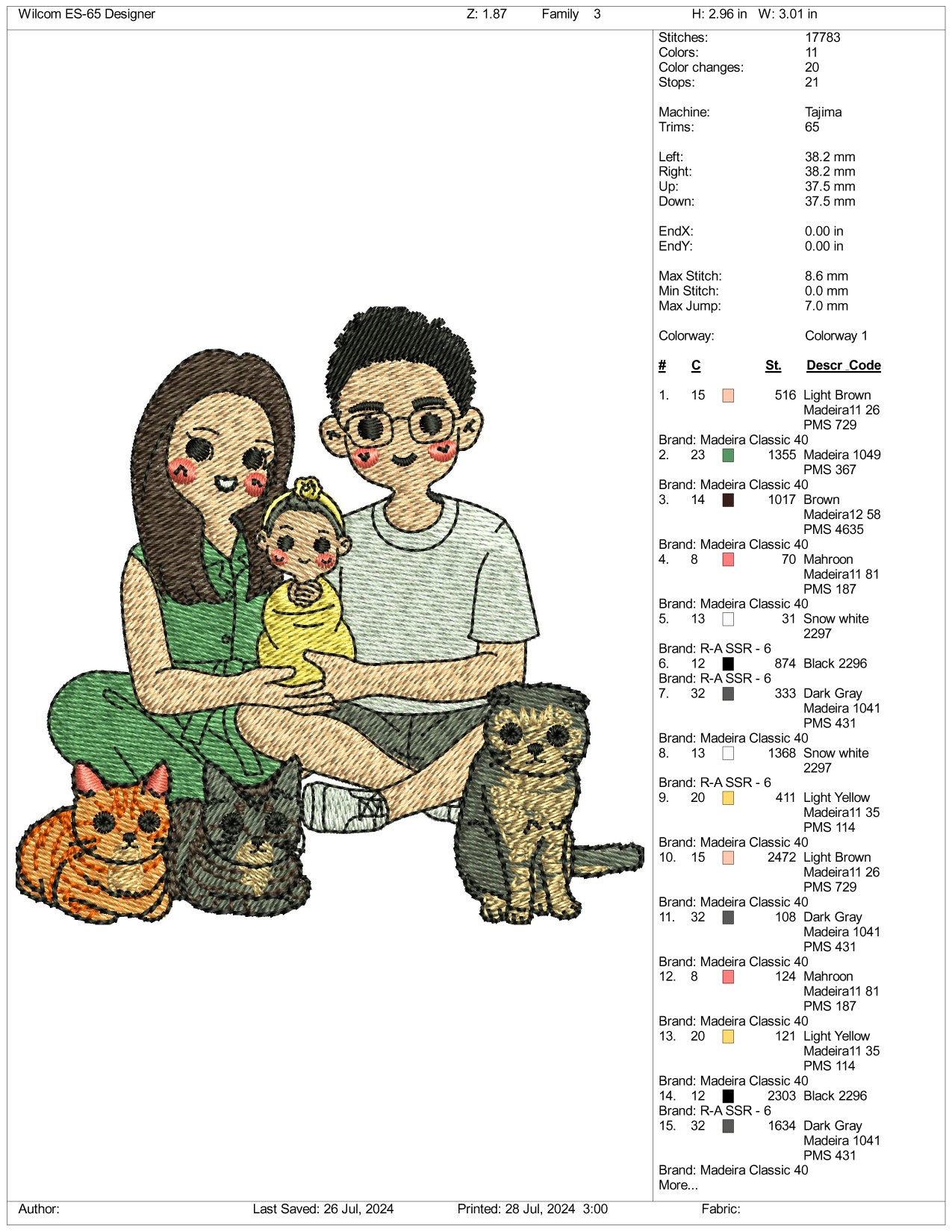 Happy Family Embroidery Files - 3 Size's