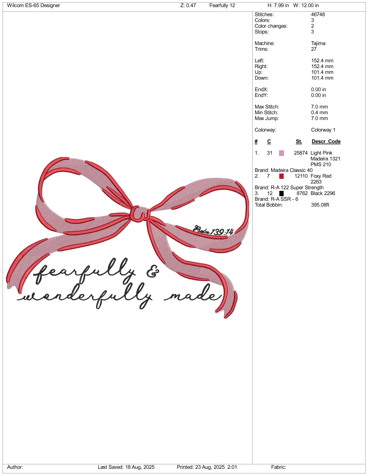Fearfully Embroidery Files - 3 Size's