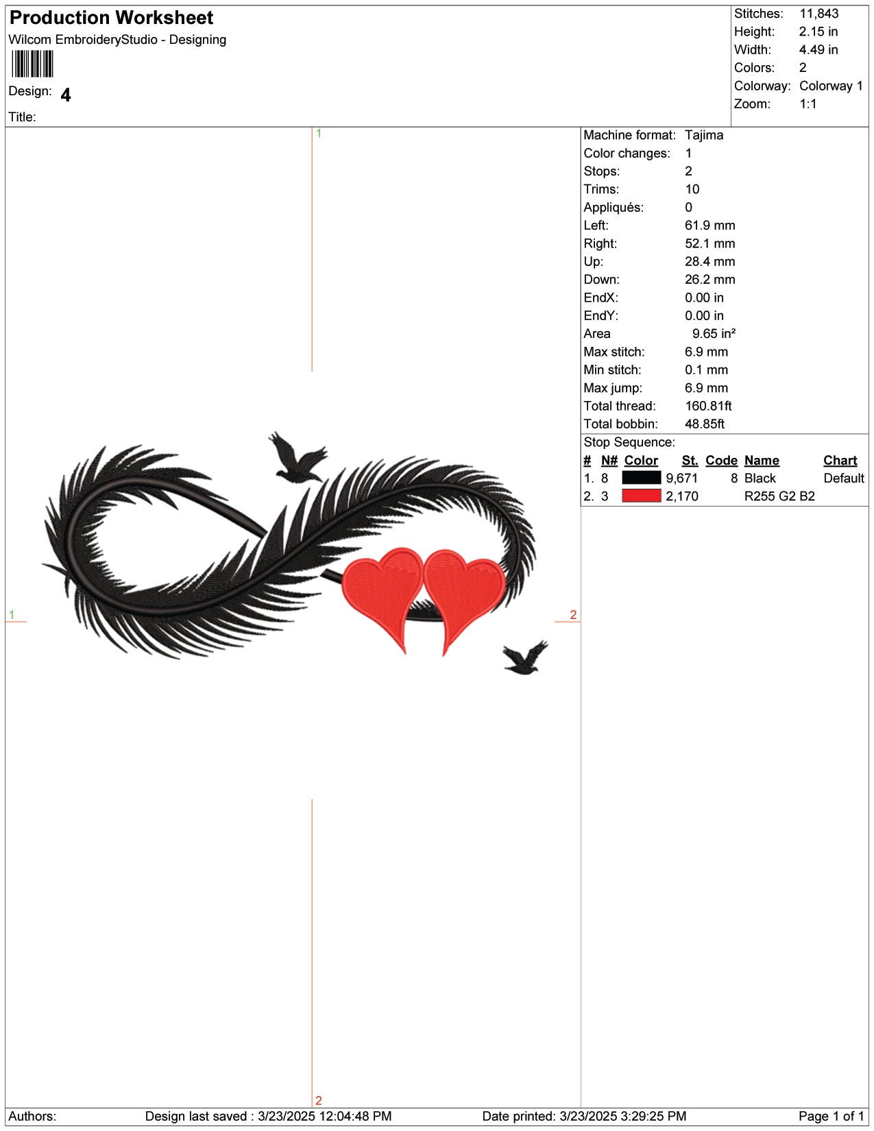 Feathered Infinity of Love Embroidery Design Files - 9 Size's