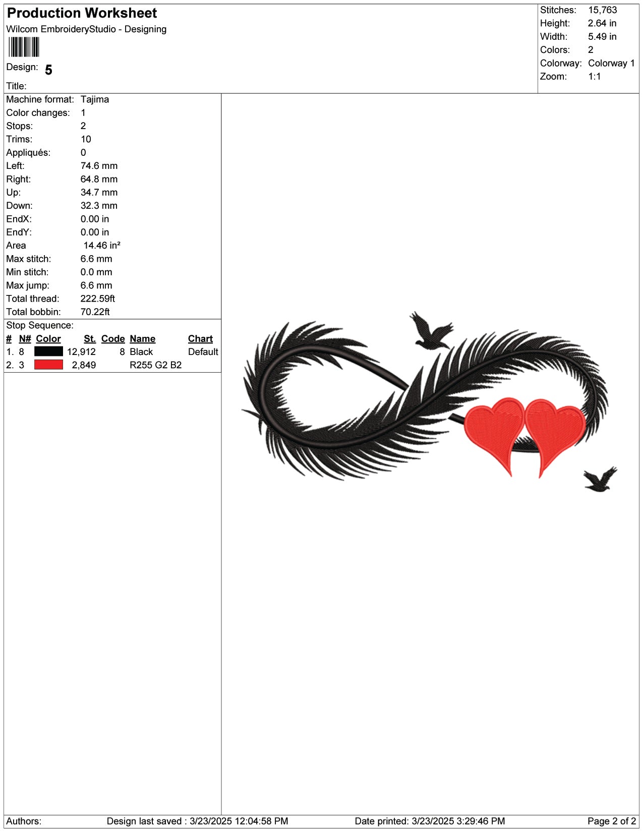 Feathered Infinity of Love Embroidery Design Files - 9 Size's