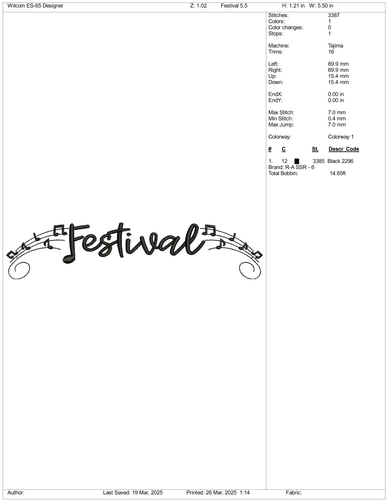 Festival Logo Embroidery Design Files - 3 Size's