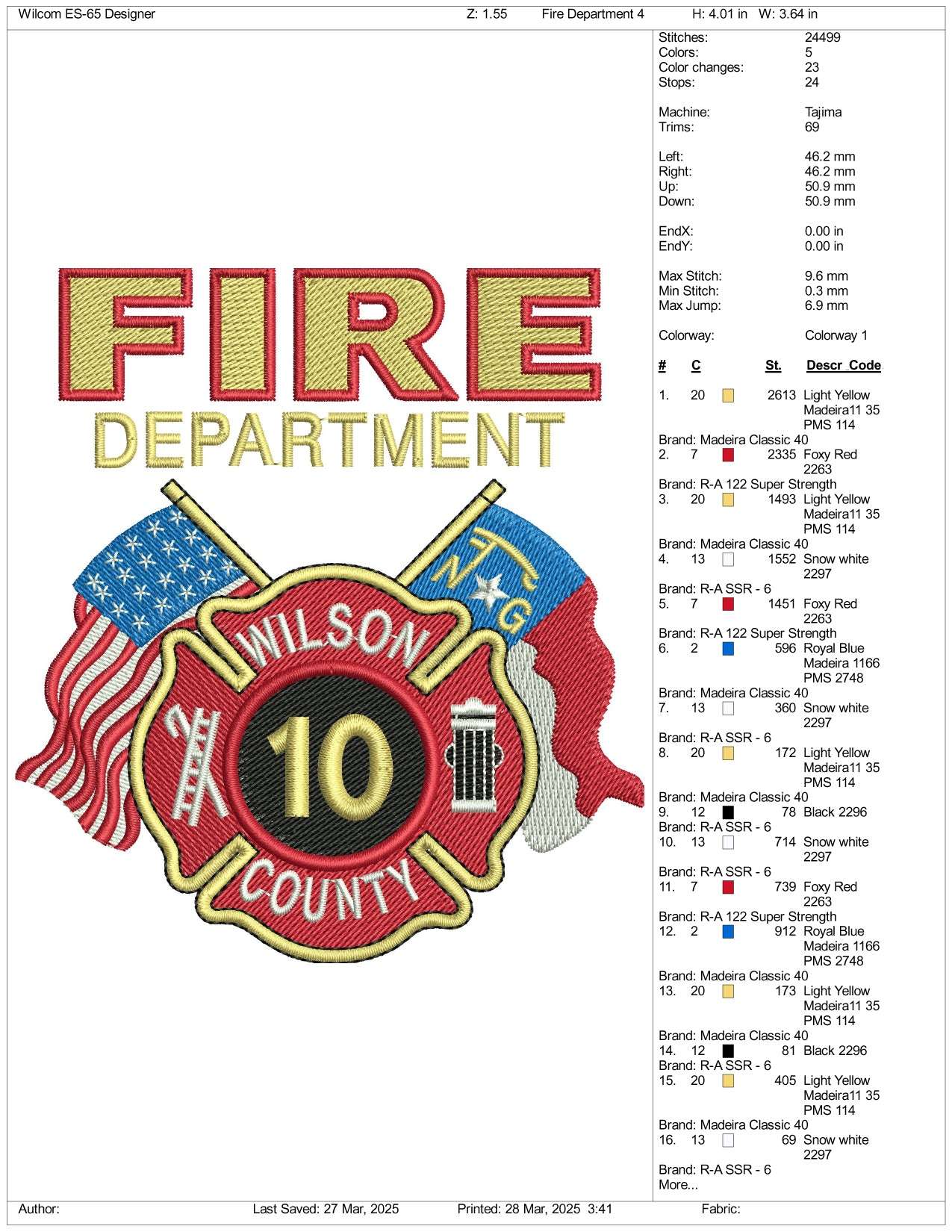 Fire Department Logo Embroidery Design Files - 3 Size's
