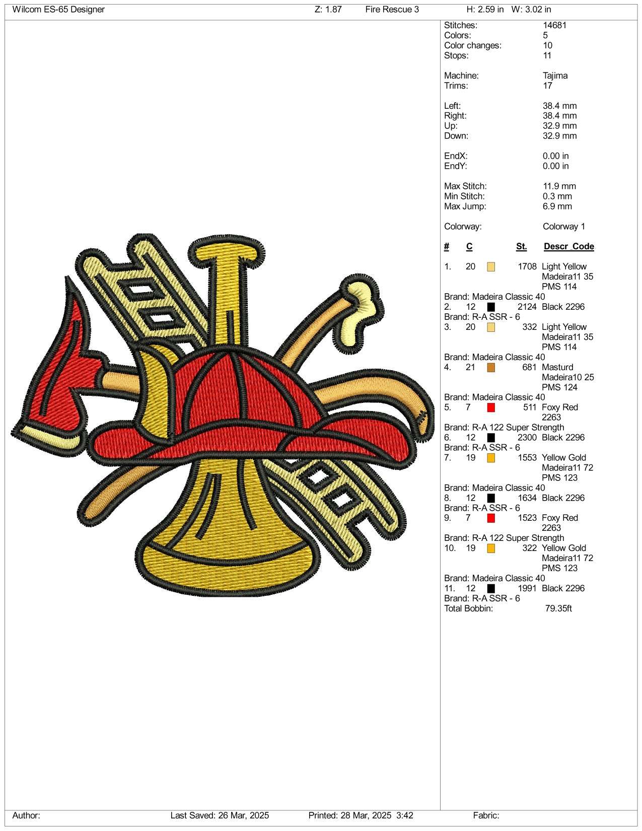 Fire Department Logo v2 Embroidery Design Files - 3 Size's