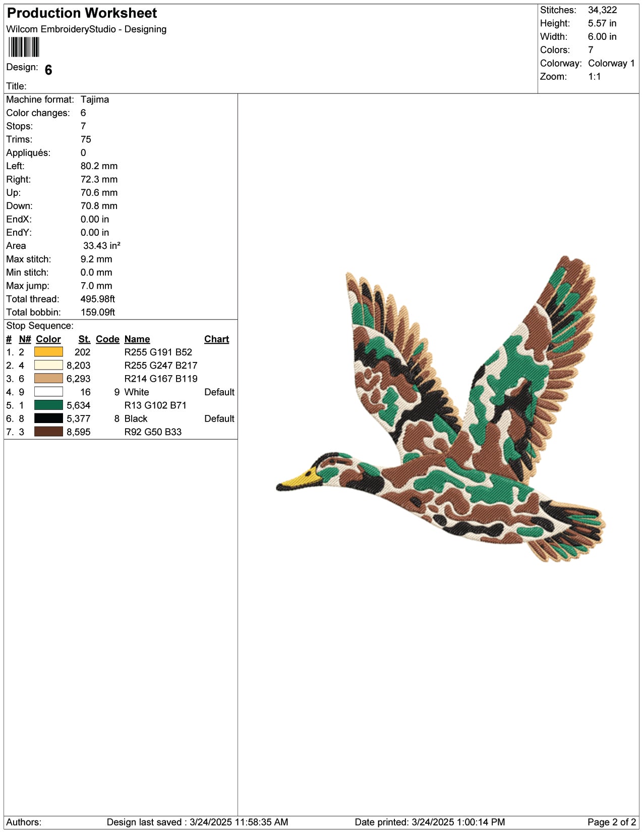 Army Duck Embroidery Design Files - 9 Size's