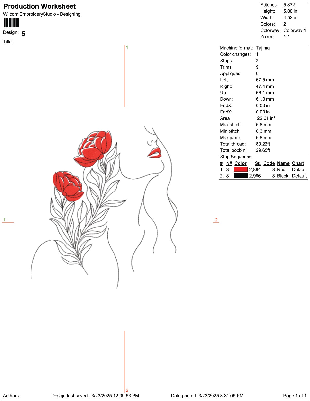 Floral Grace Lady Embroidery Design Files - 9 Size's