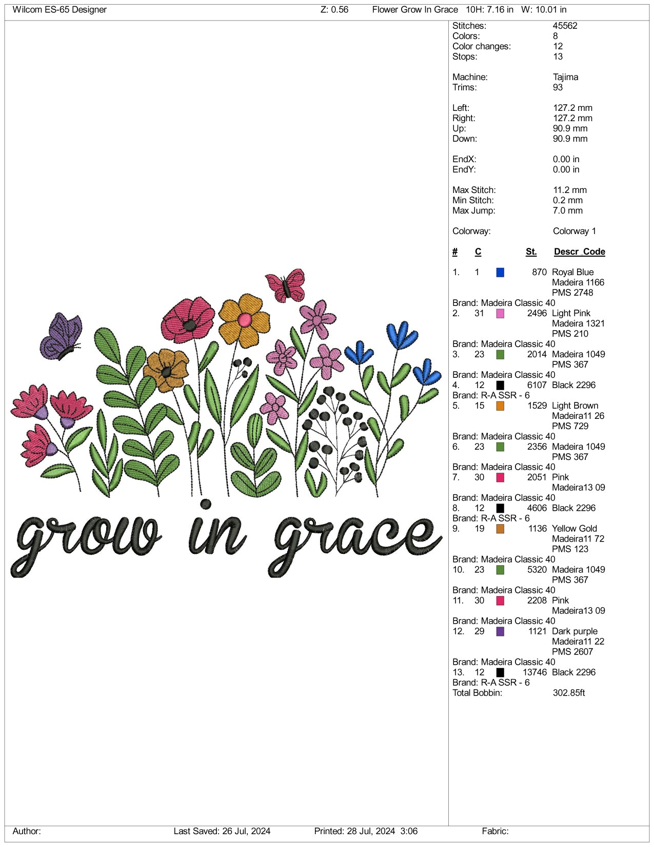 Grow In Grace Embroidery Files - 3 Size's
