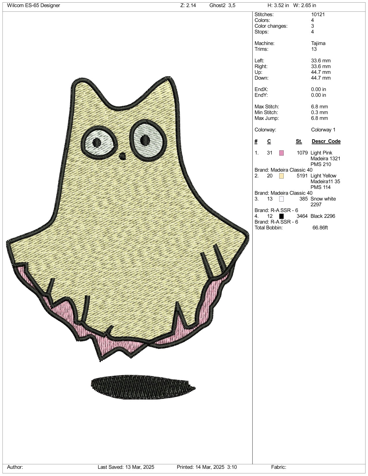 Ghost Kitty Embroidery Files - 3 Size's
