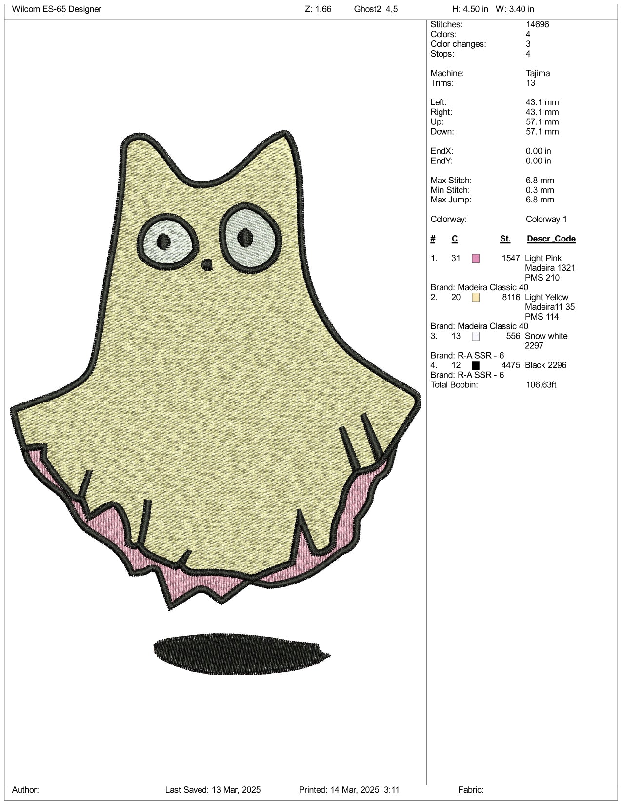 Ghost Kitty Embroidery Files - 3 Size's