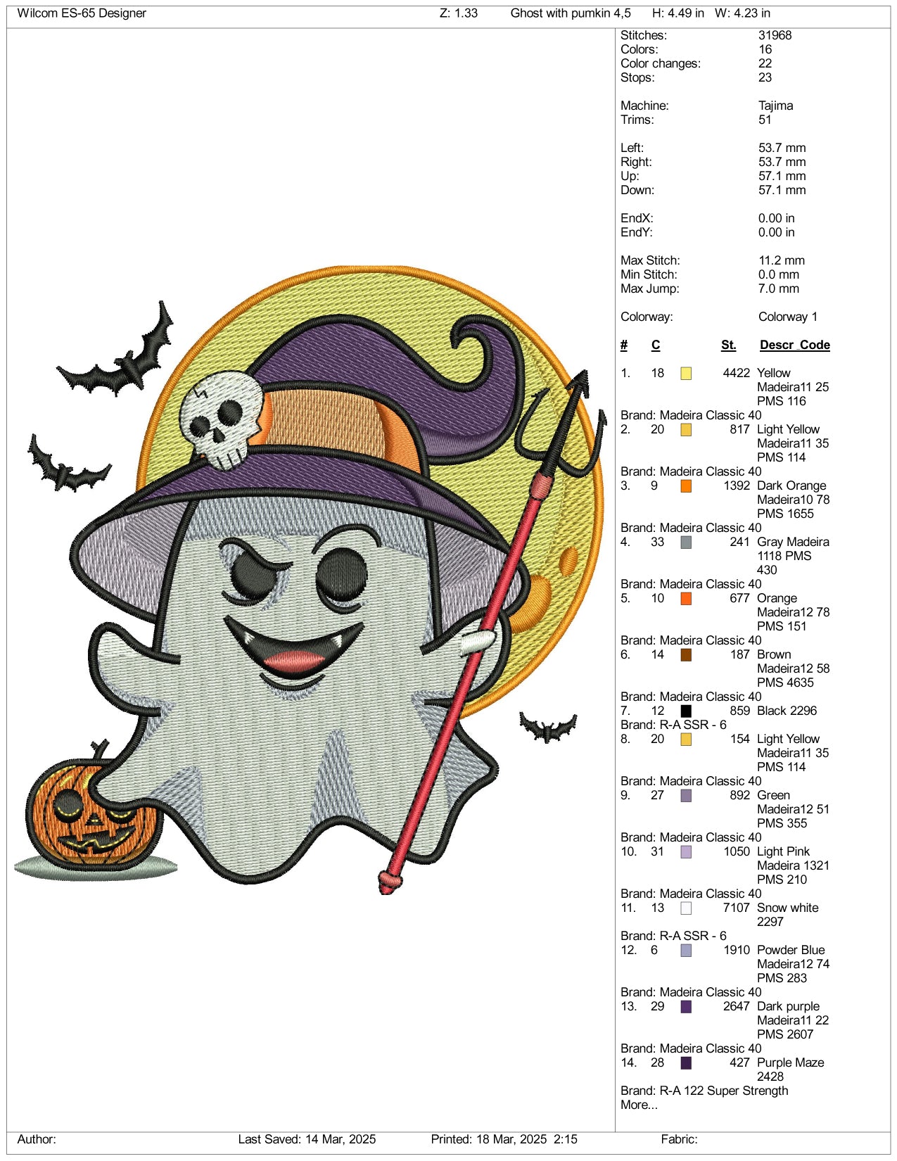 Witch Ghost Embroidery Files - 3 Size's