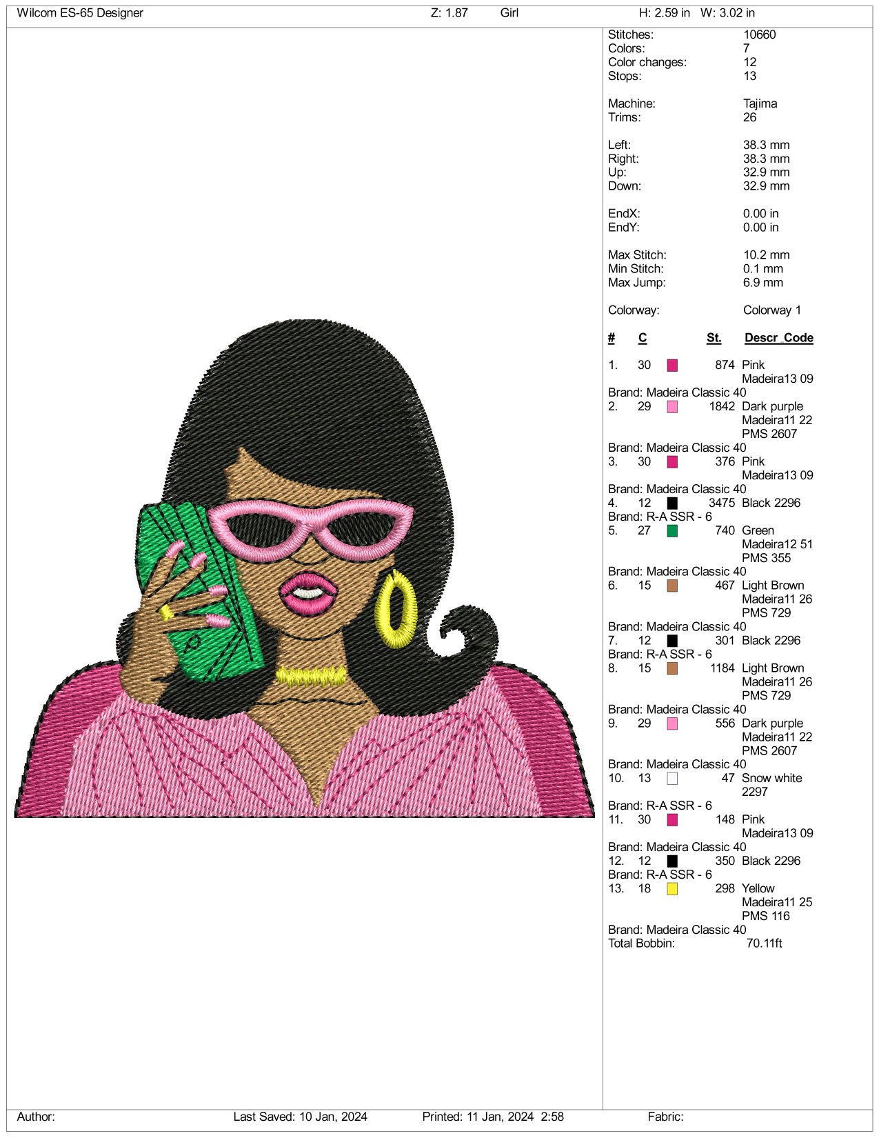 Rice Girl Embroidery Design Files - 3 Size's