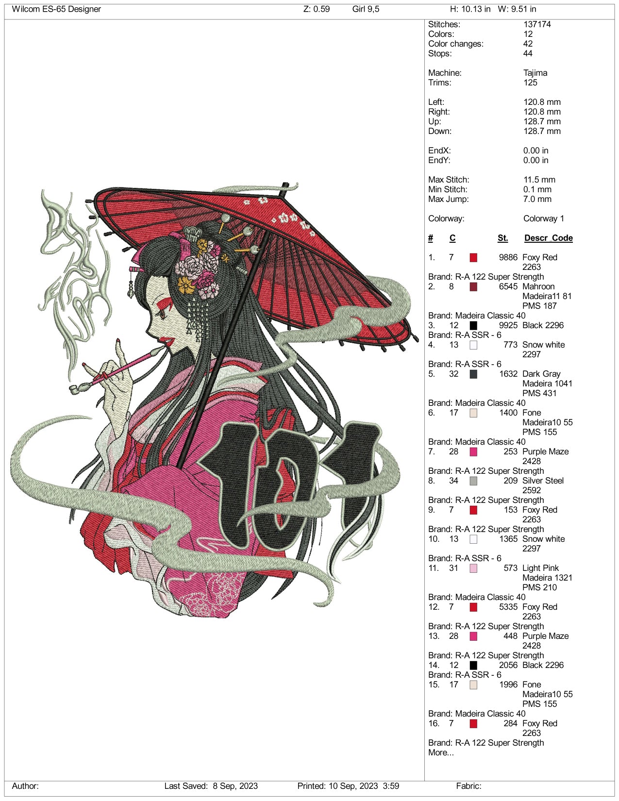 Archivos de diseño de bordado de Noizzy Geisha - 3 tamaños