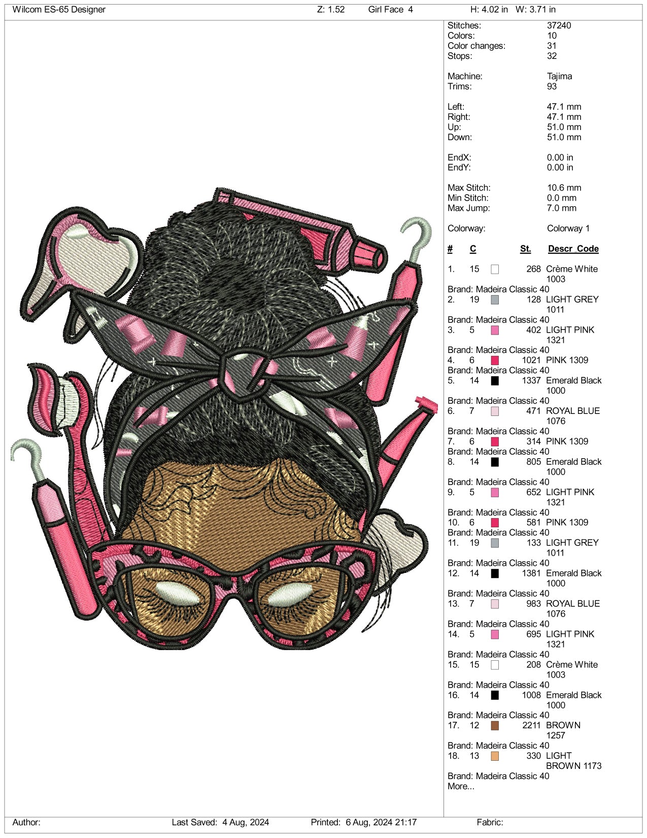 Sewing Girl Embroidery Files - 3 Size's