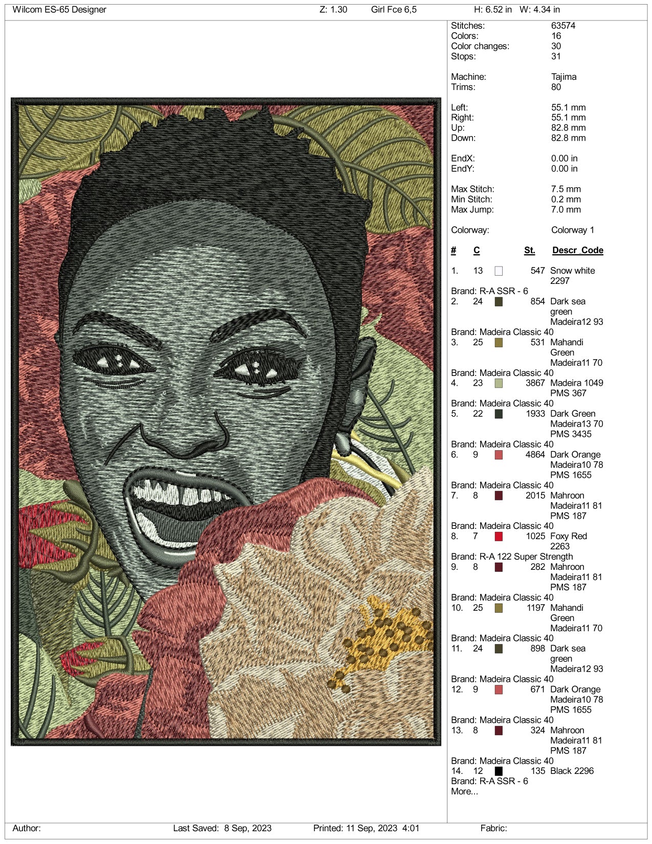 Nina Simone Embroidery Design Files - 3 Size's