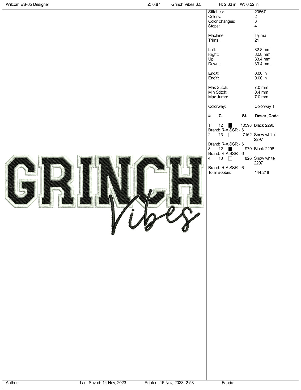 Archivos de diseño de bordado Grinch Vibes - 3 tamaños