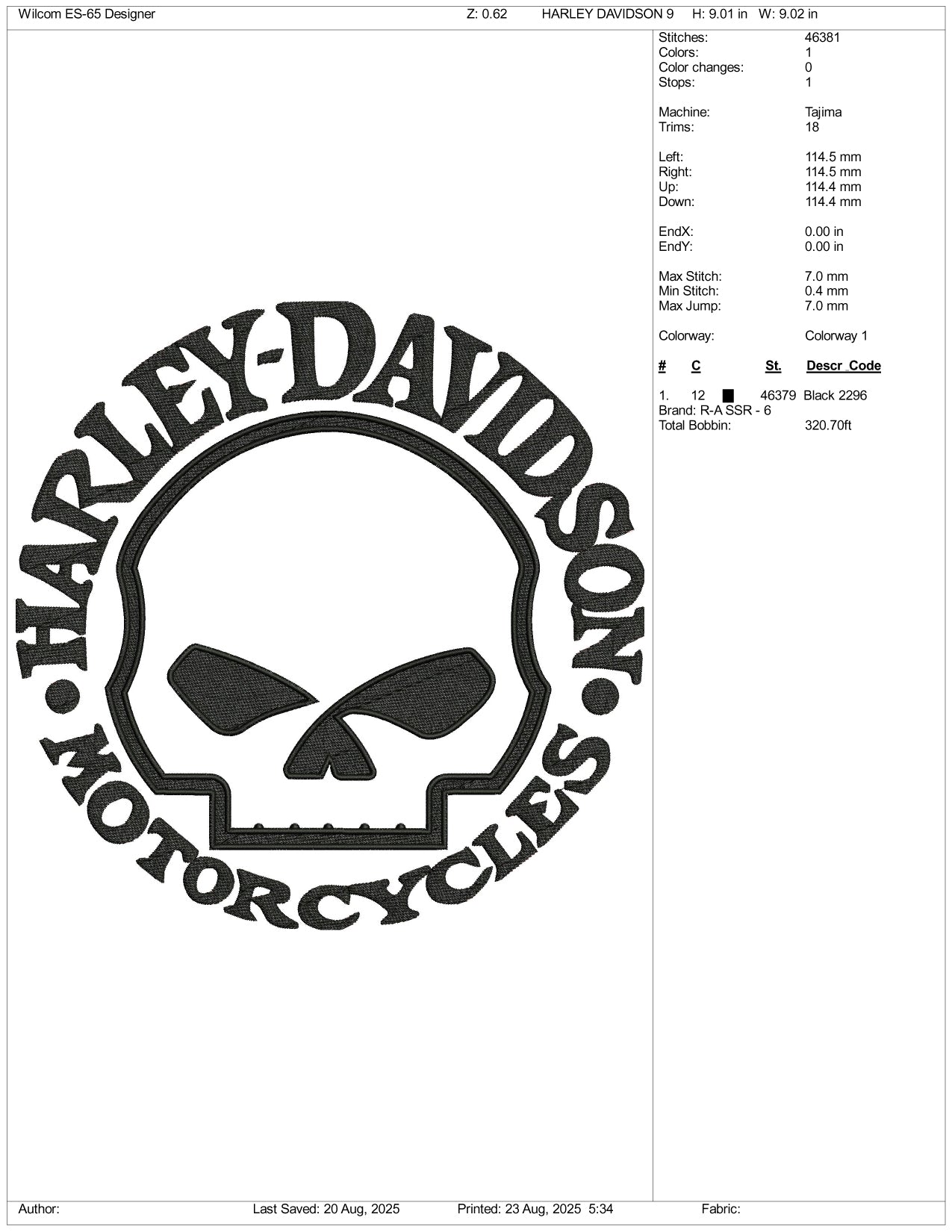 Harley Davidson Motorcycles Embroidery Files - 3 Size's