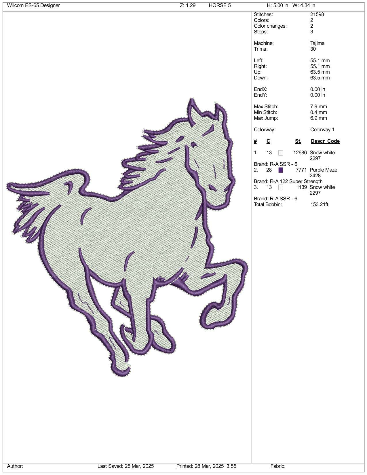 Horse v6 Embroidery Files - 3 Size'