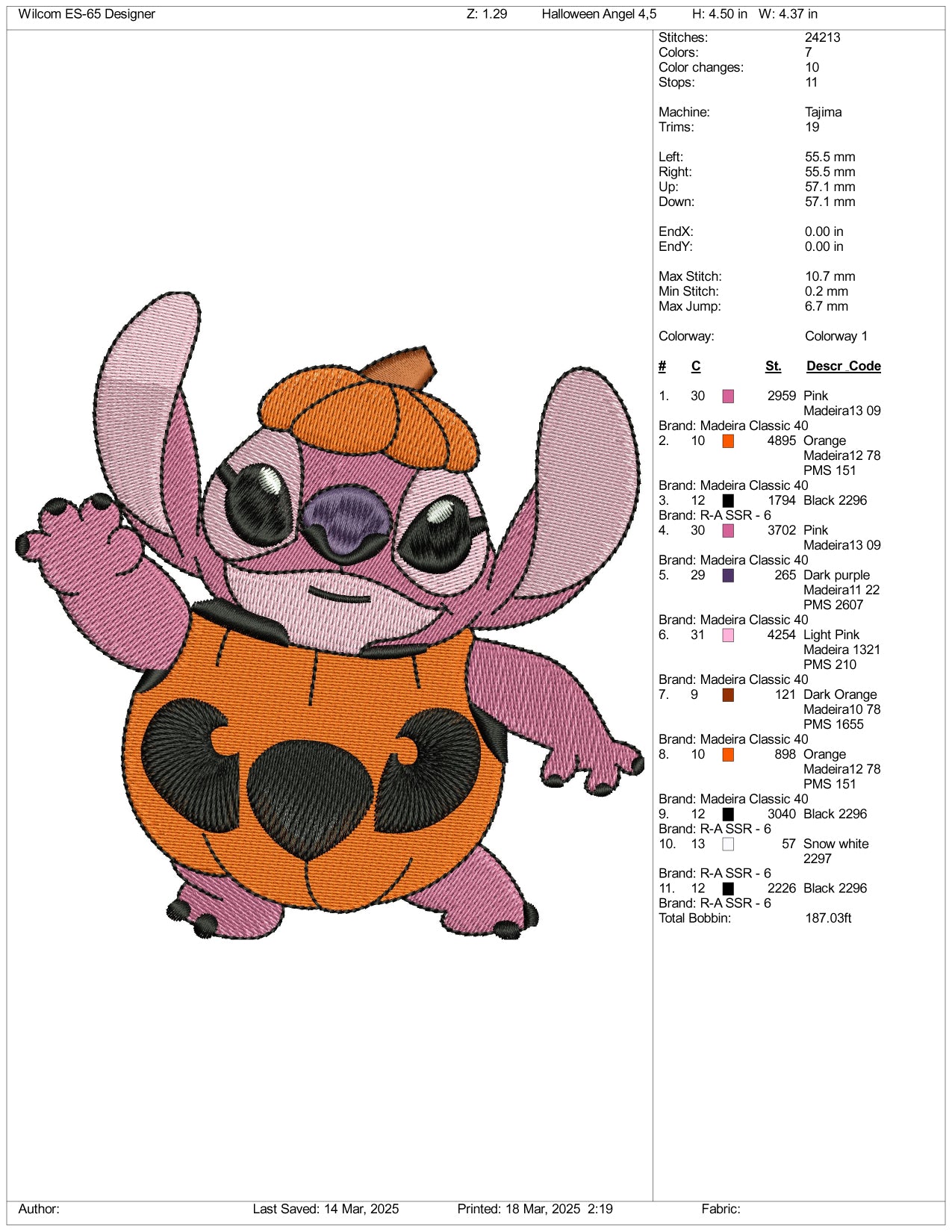 Angel In The Pumpkin v2 Embroidery Files - 3 Size's