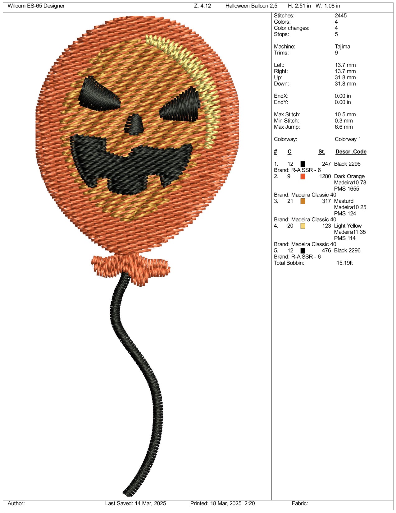 Halloween Baloon Embroidery Files - 3 Size's