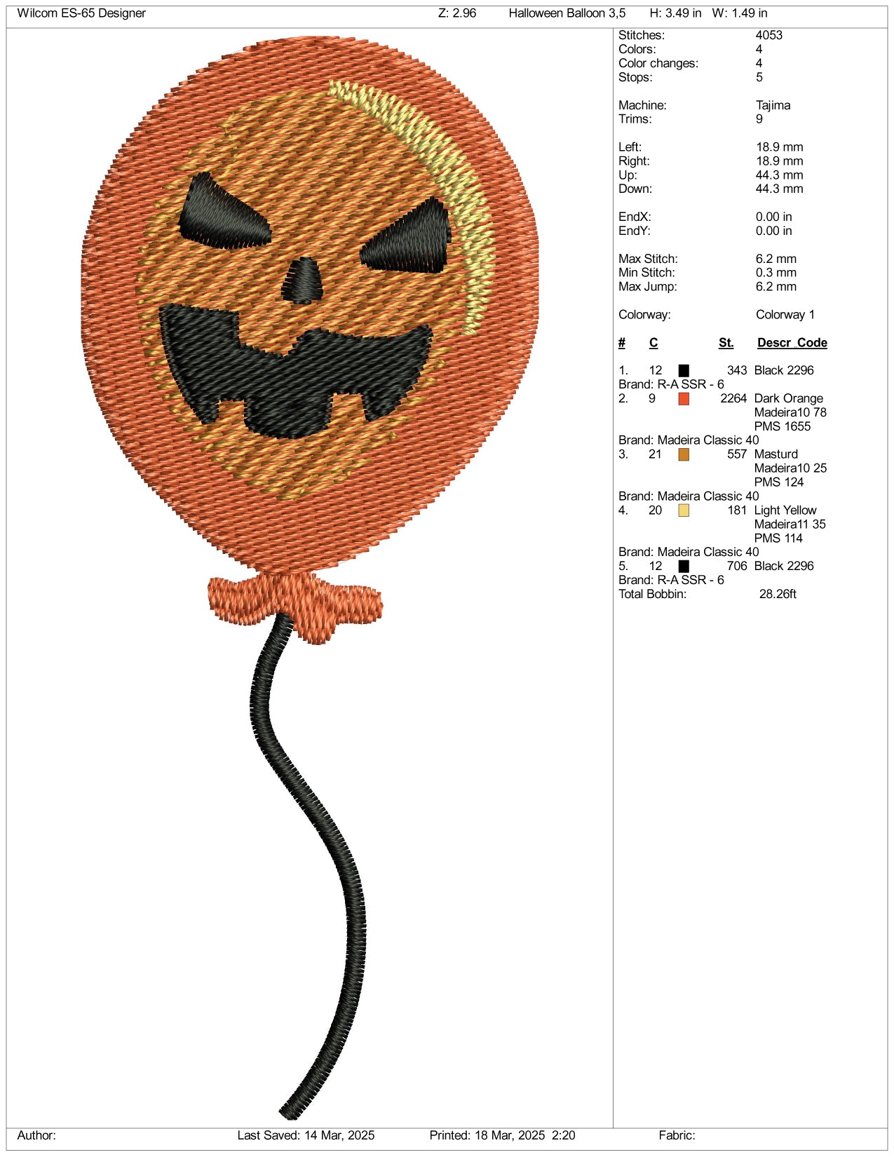 Halloween Baloon Embroidery Files - 3 Size's
