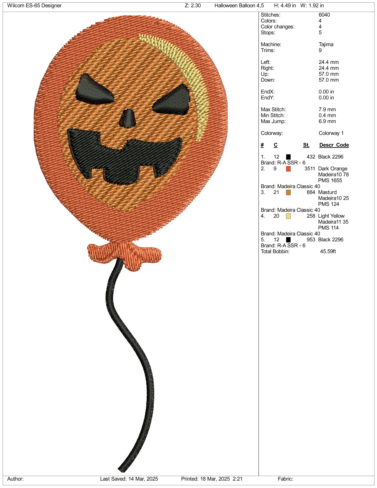 Halloween Baloon Embroidery Files - 3 Size's