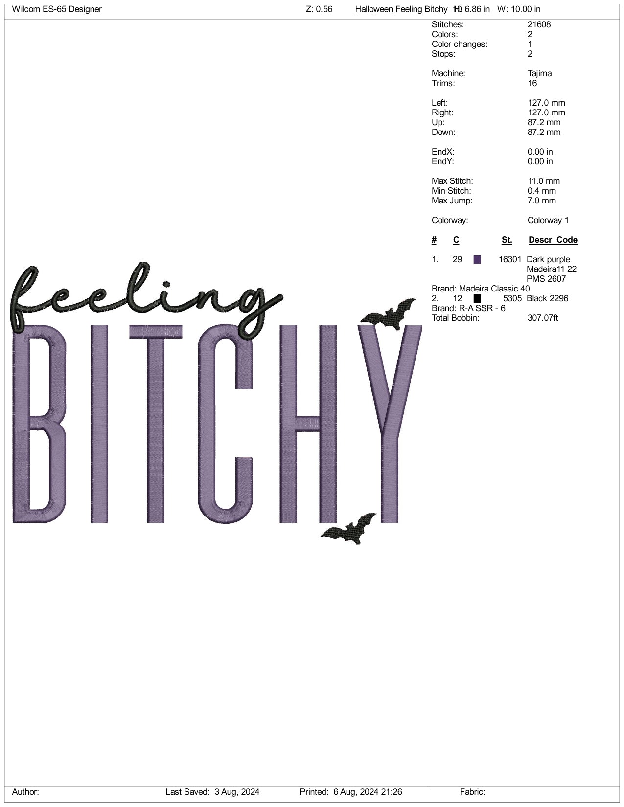Feeling Bitchy Embroidery Files - 3 Size's