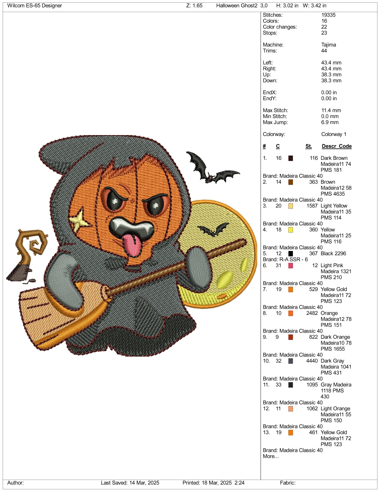 Pumpkin Witch Embroidery Files - 3 Size's