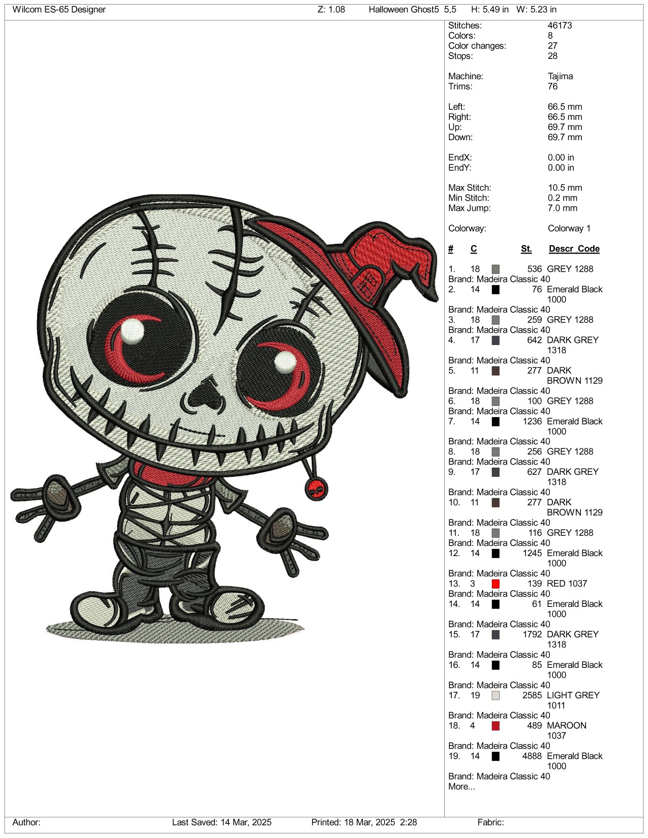 Baby Zombie Embroidery Files - 3 Size's