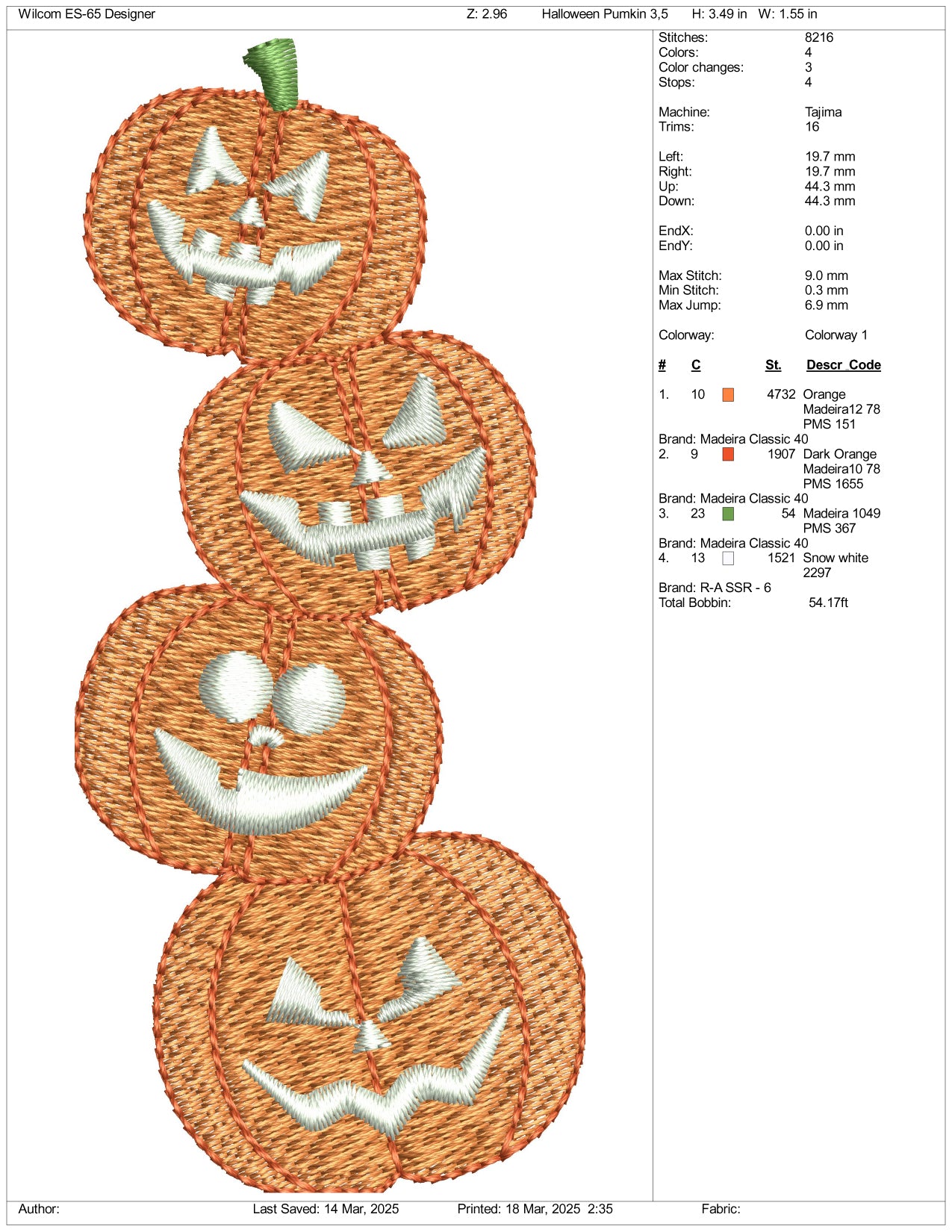 Halloween Pumpkins Embroidery Files - 3 Size's