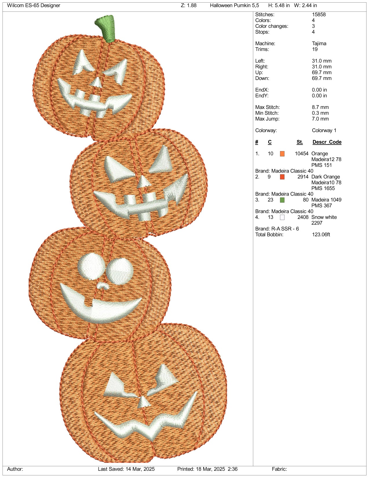 Halloween Pumpkins Embroidery Files - 3 Size's