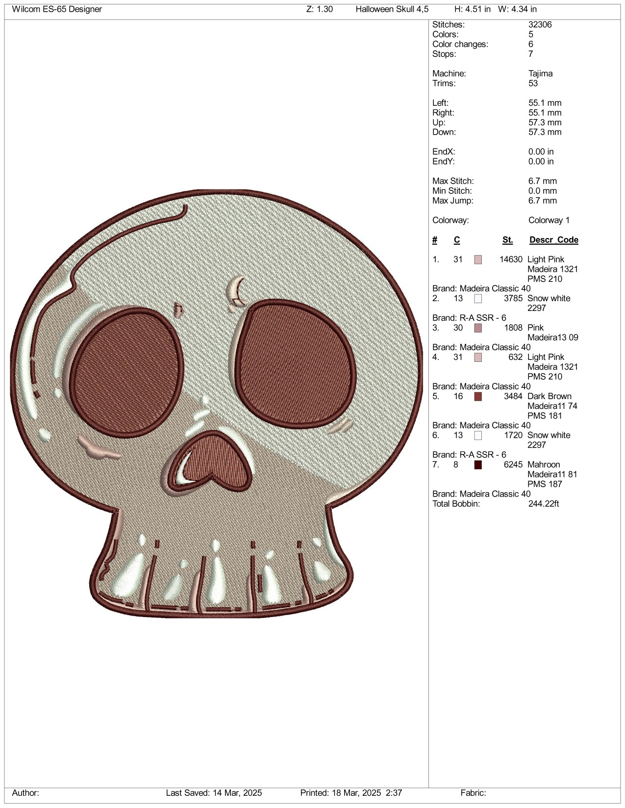 Archivos de bordado de calavera espeluznante - 3 tamaños