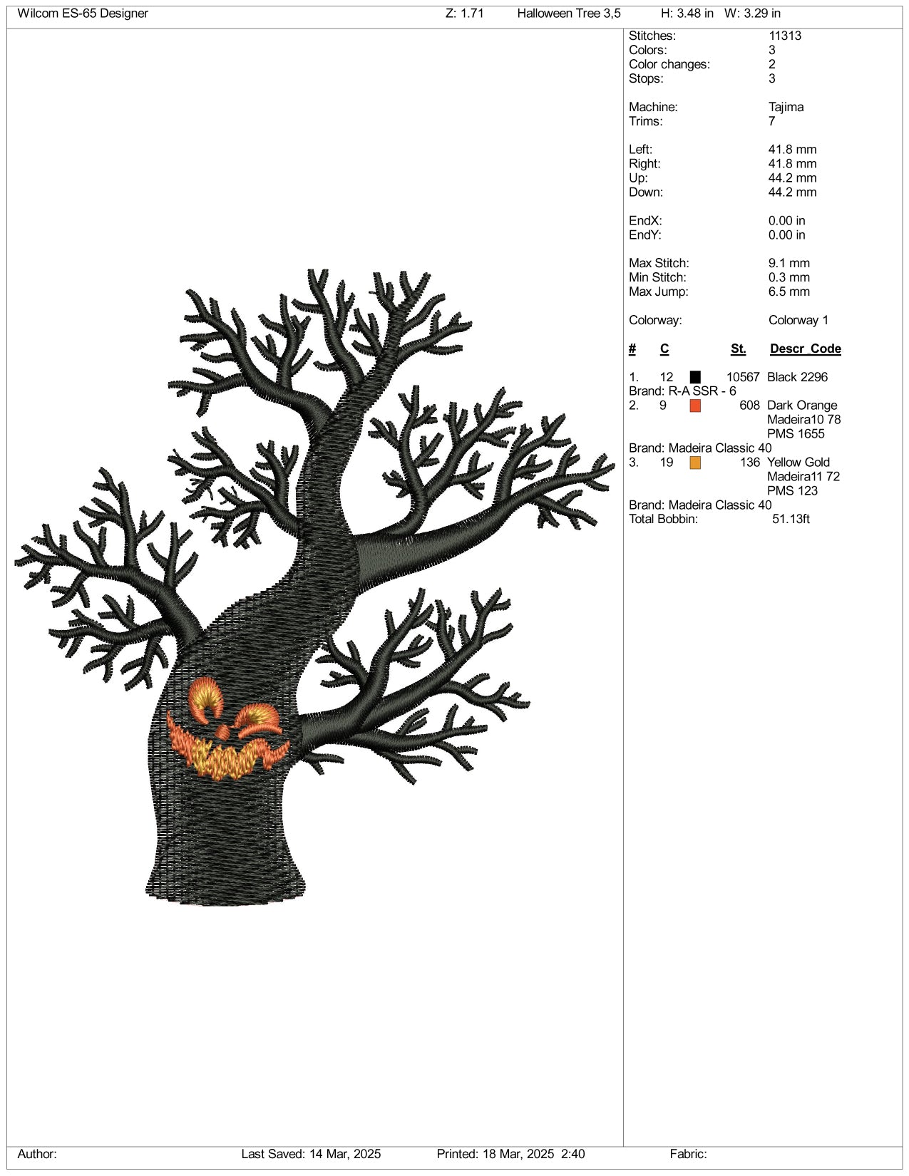 Archivos de bordado de árbol espeluznante - 3 tamaños