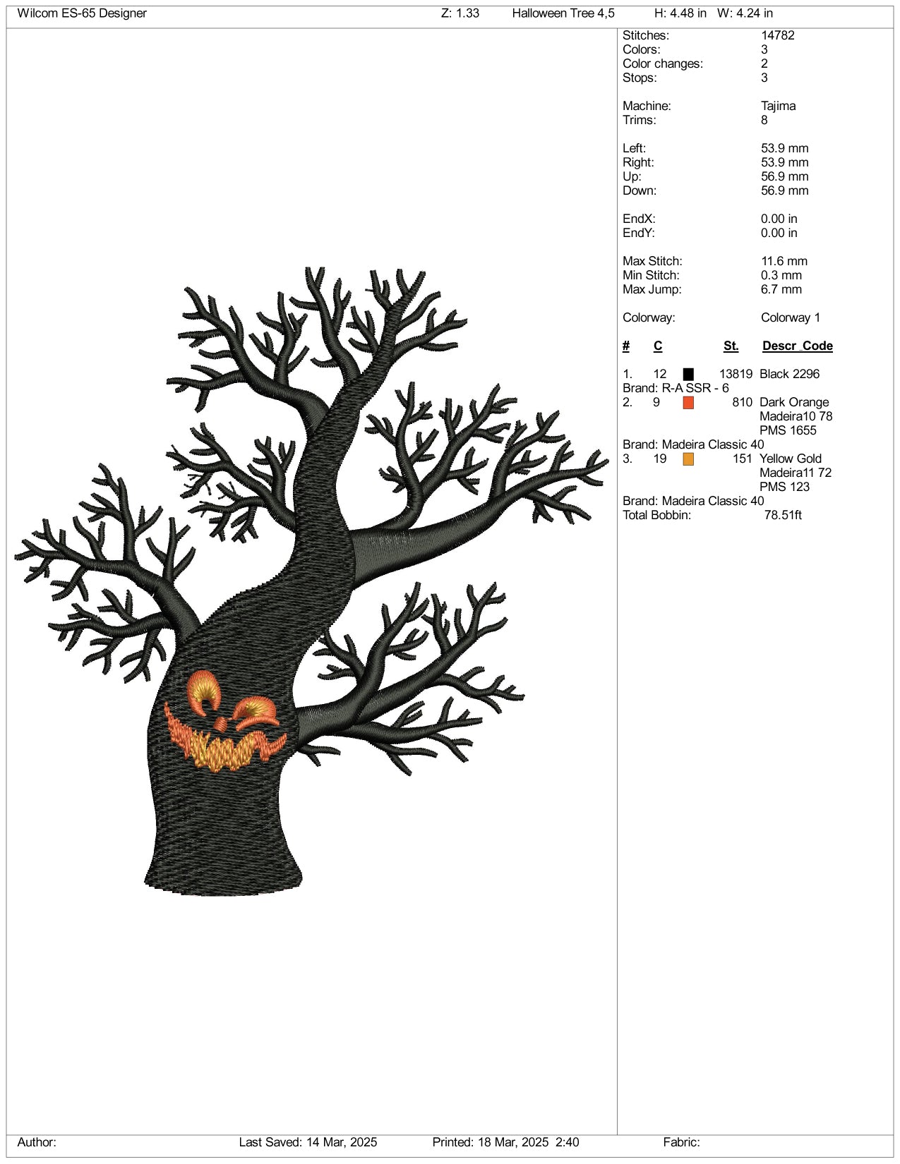 Archivos de bordado de árbol espeluznante - 3 tamaños