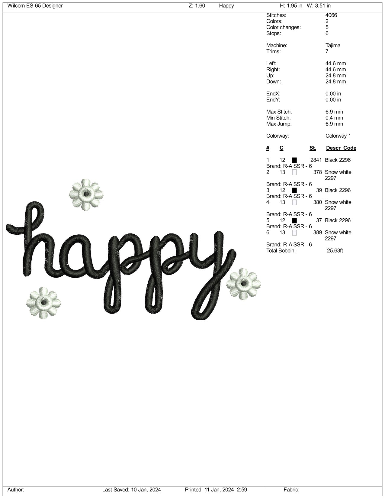 Happy Embroidery Design Files - 3 Size's