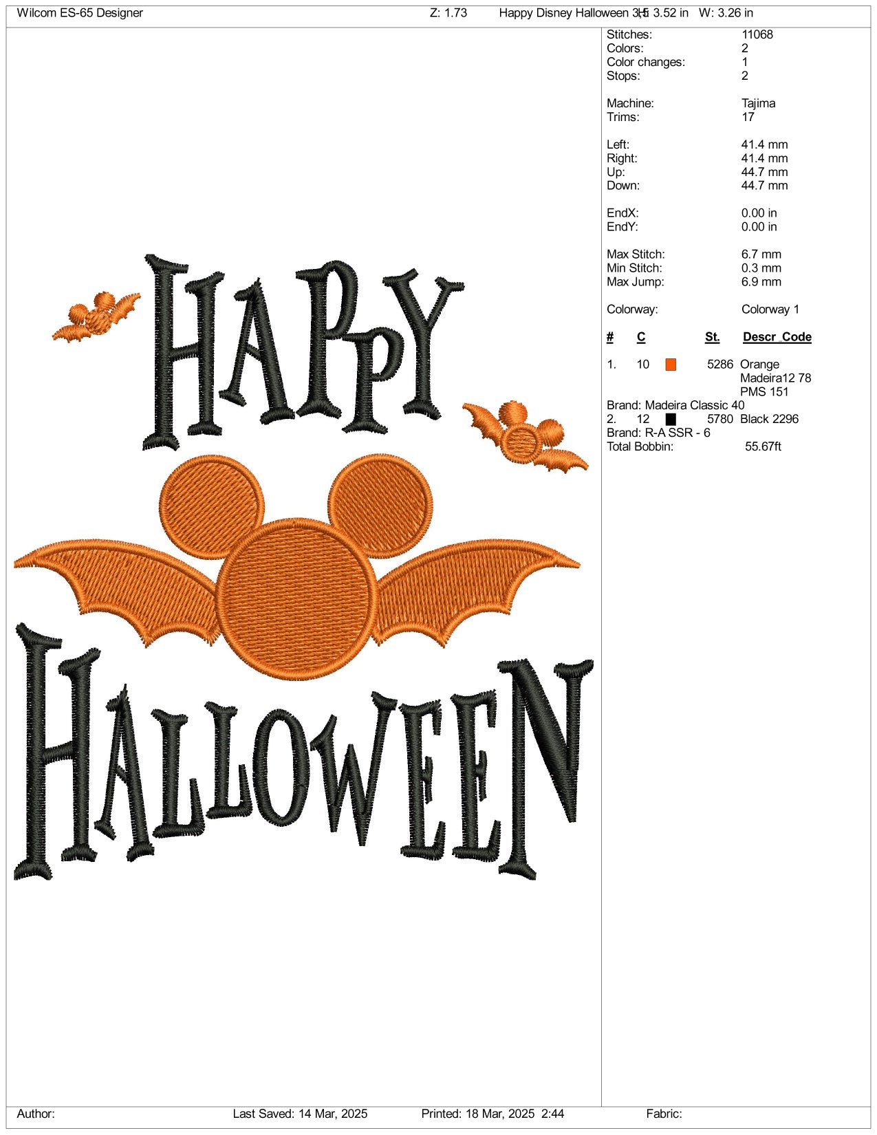Happy Halloween Embroidery Design Files - 3 Size's