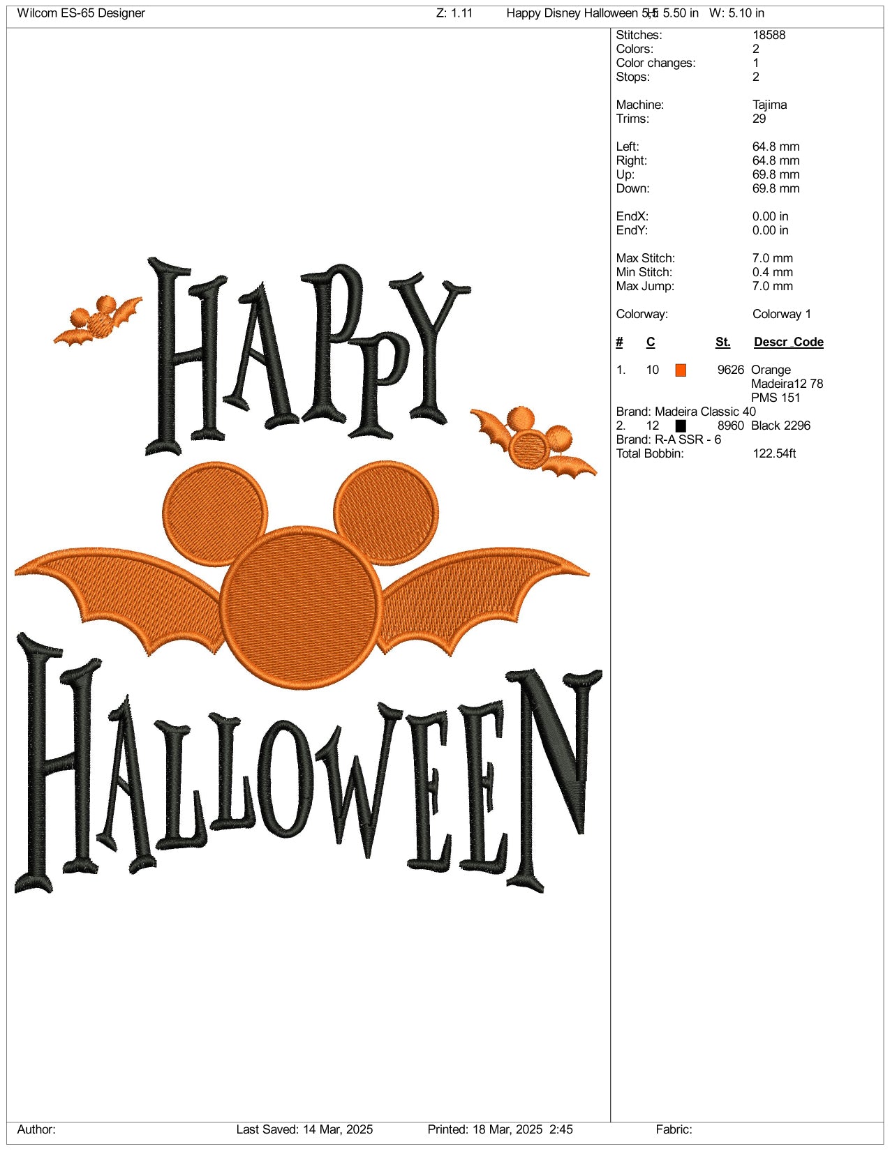 Happy Halloween Embroidery Design Files - 3 Size's