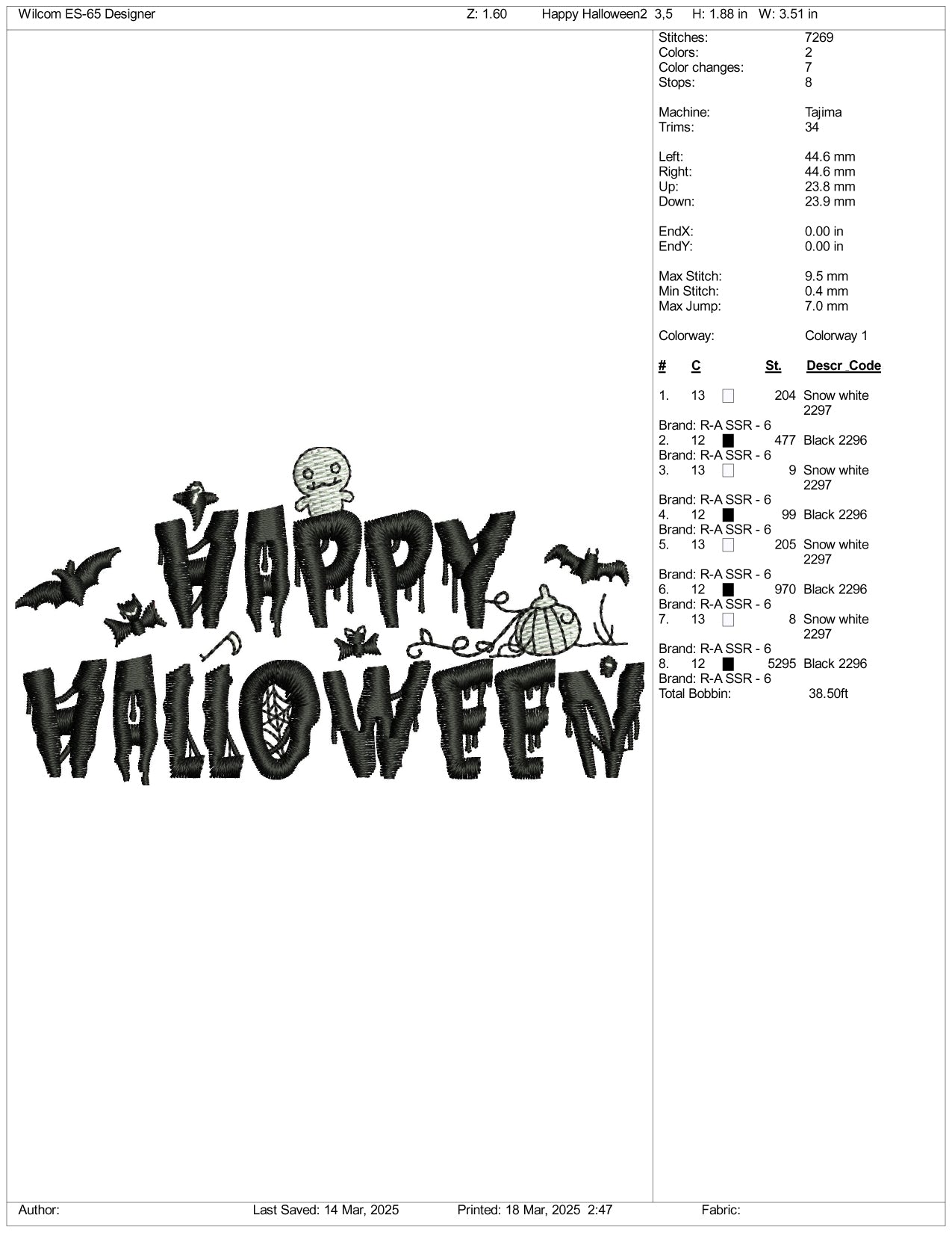 Happy Halloween v3 Embroidery Files - 3 Size's