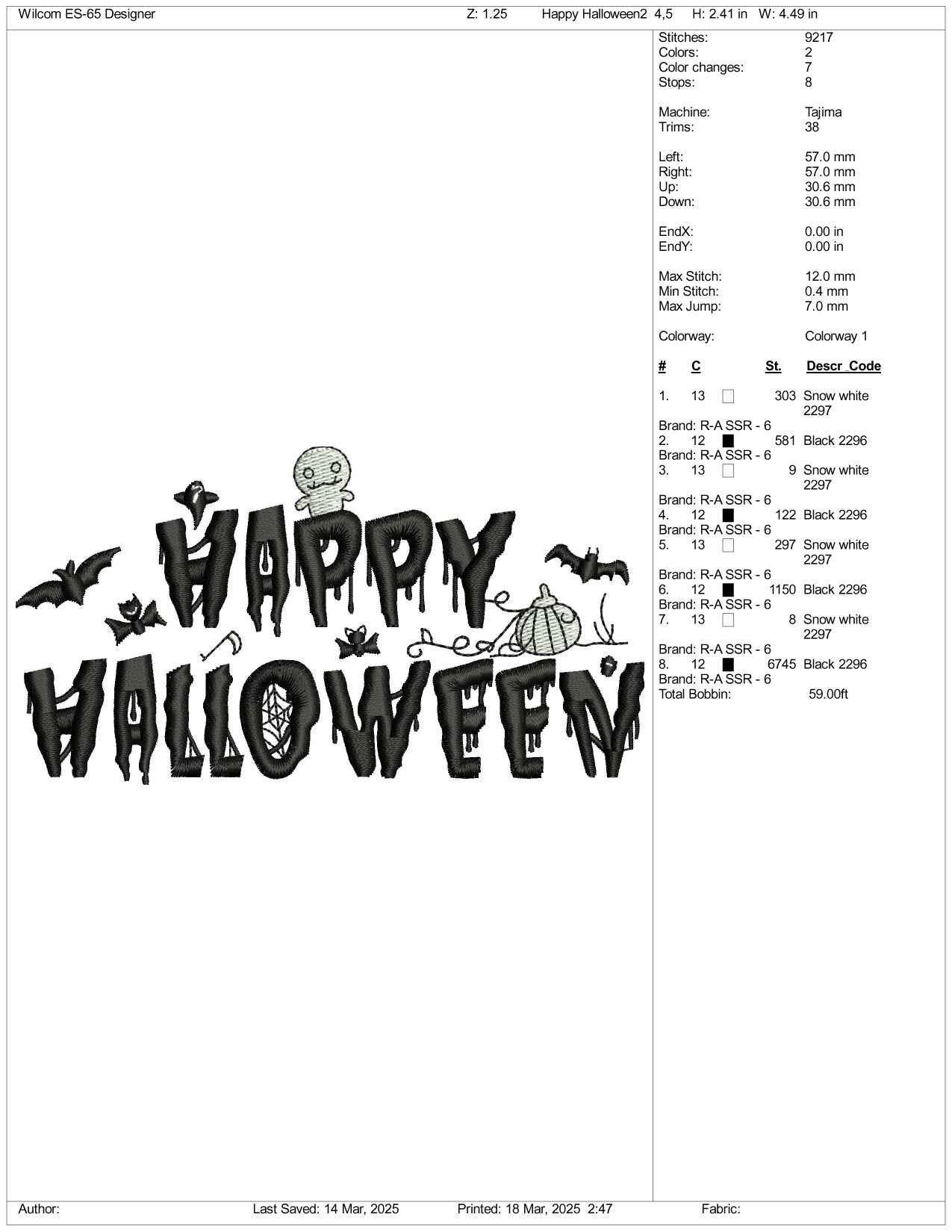 Happy Halloween v3 Embroidery Files - 3 Size's