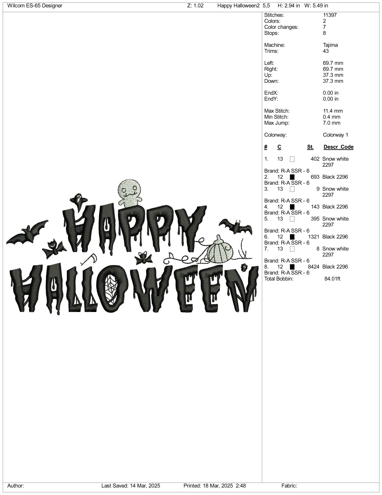 Happy Halloween v3 Embroidery Files - 3 Size's