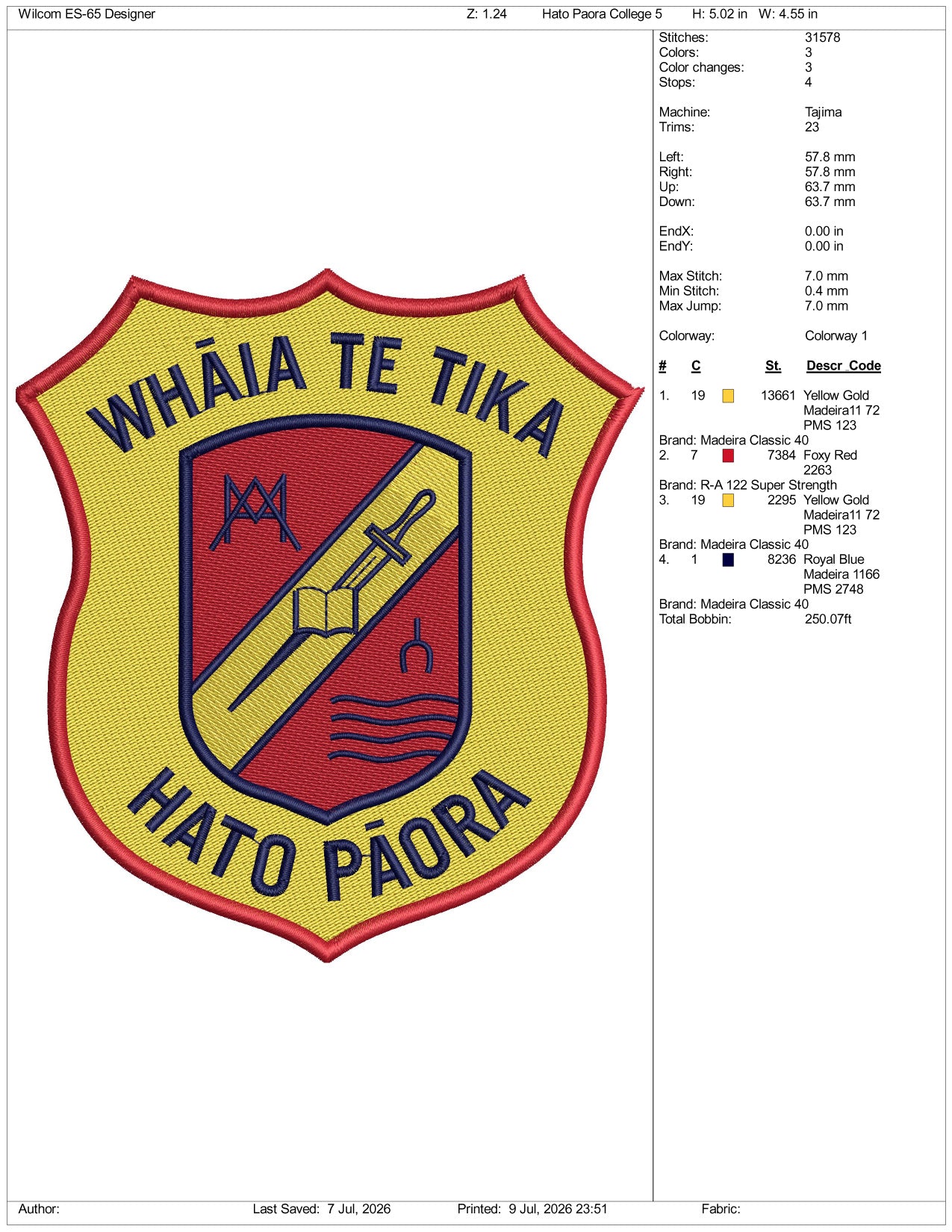 Hato Paora Logo Embroidery Design Files - 3 Size's
