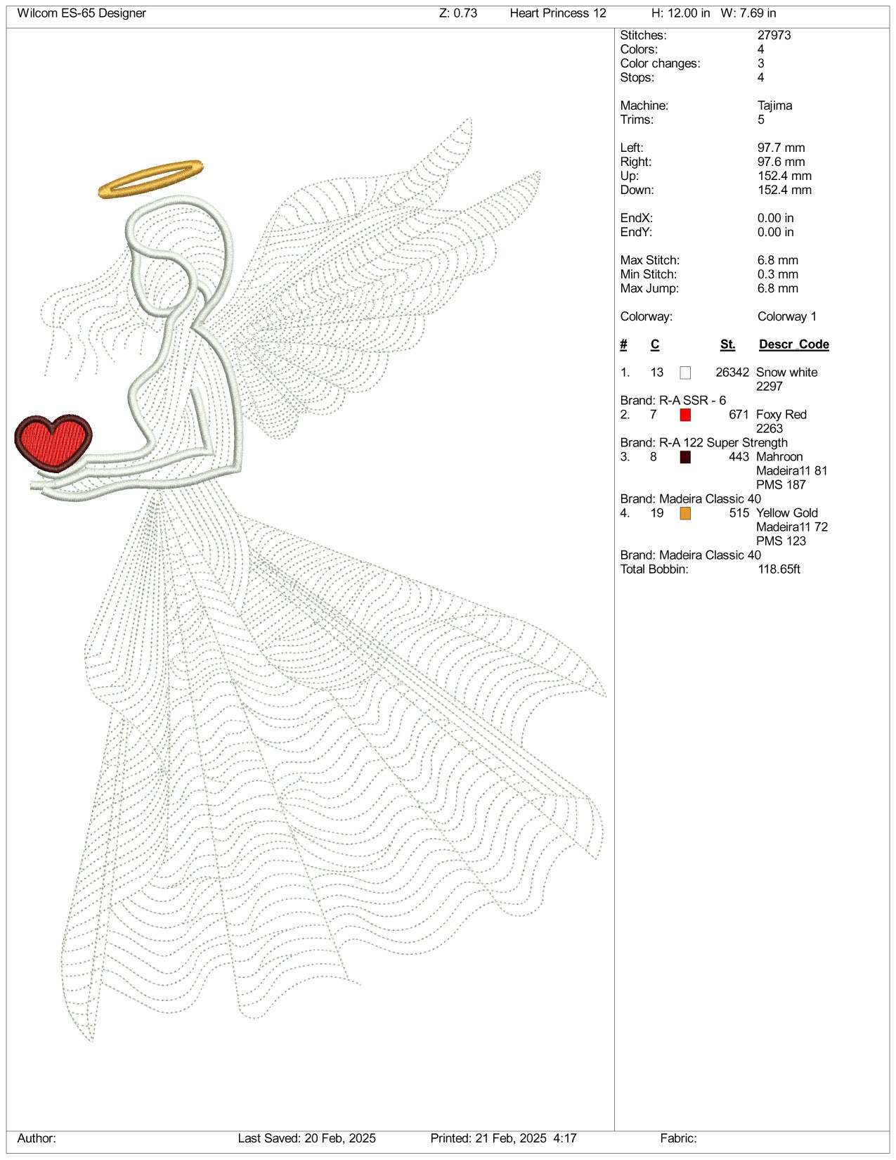 Angel Fairy v3 Embroidery Design Files - 3 Size's