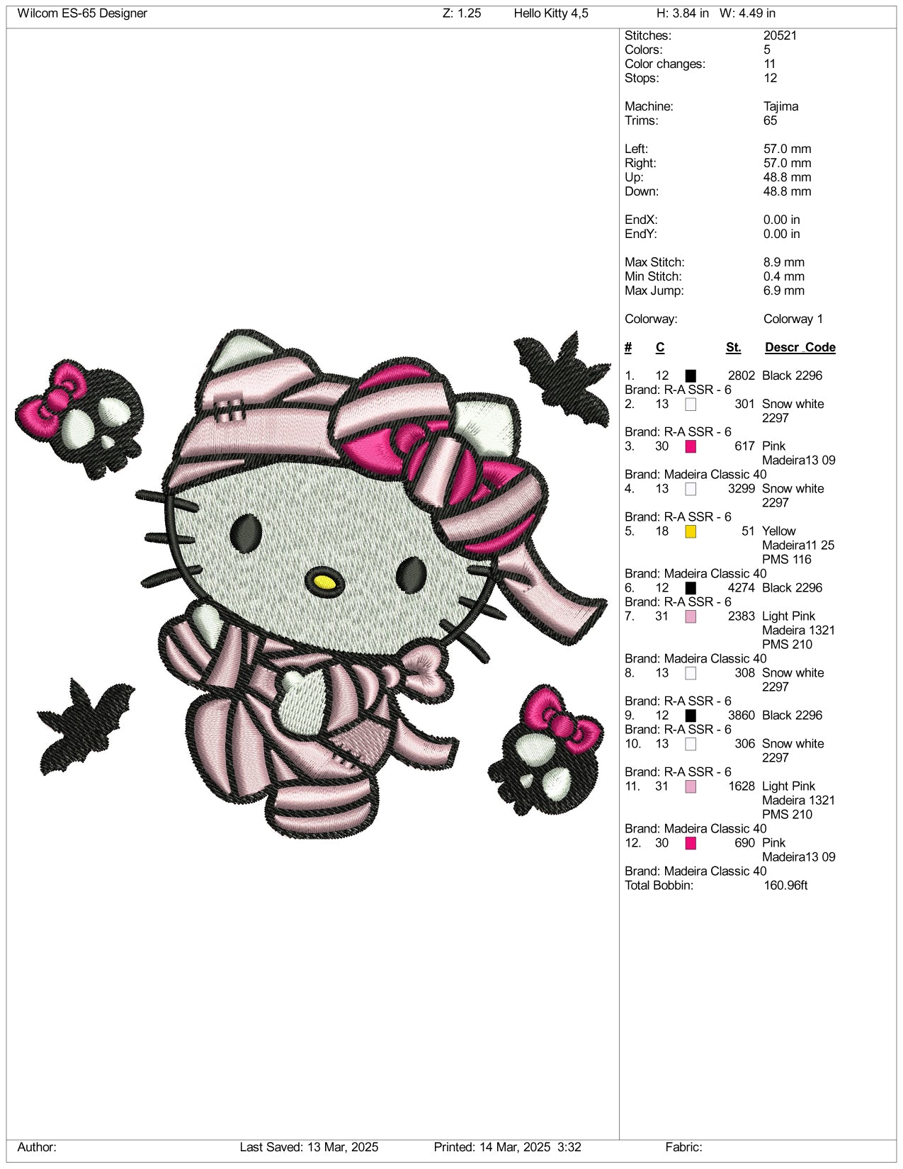 Halloween KItty Embroidery Files - 3 Size's