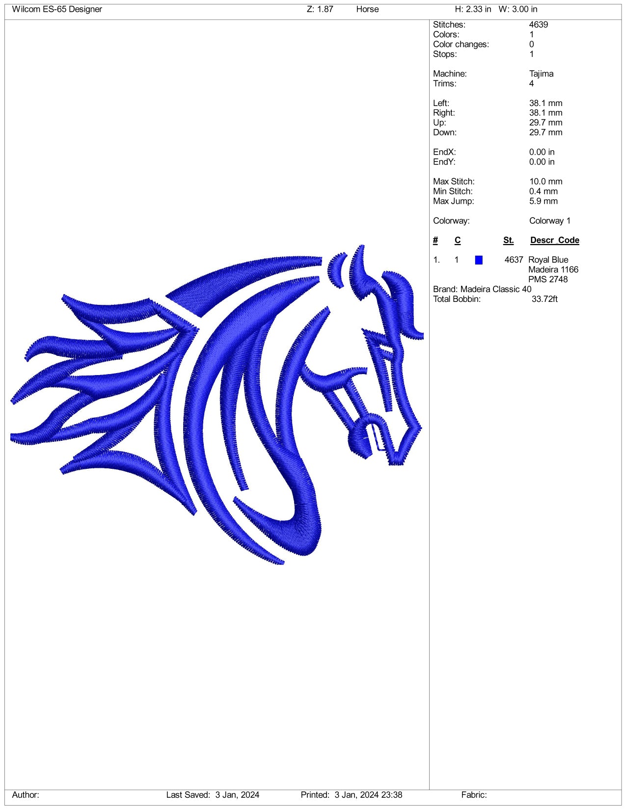 Archivos de diseño de bordado de caballo de línea - 3 tamaños