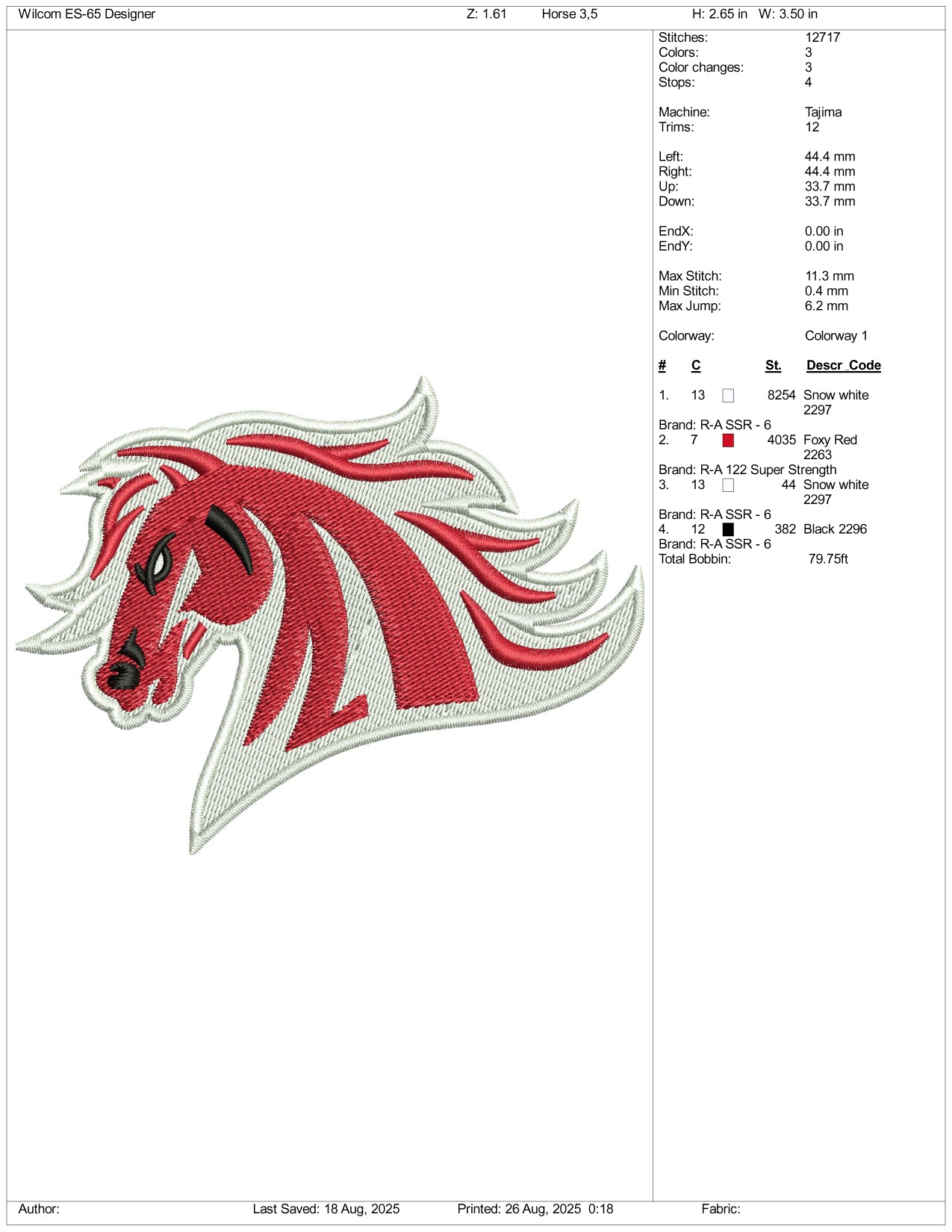 Horse v7 Embroidery Files - 3 Size's